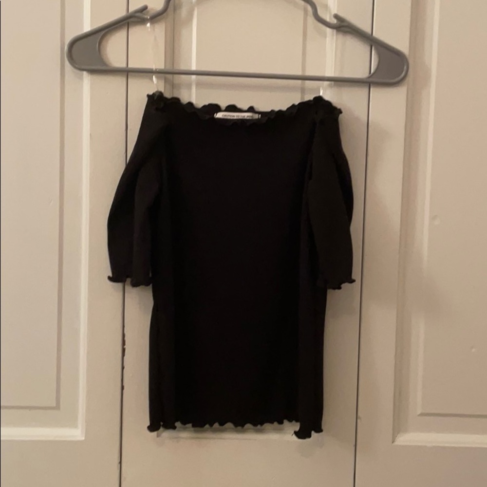 Caution to the wind off the shoulder top